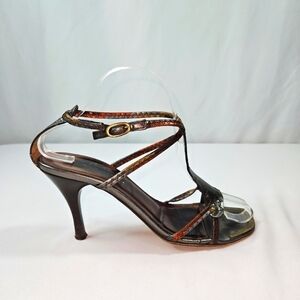 Donald J.Pliner Couture Tricolor (red, gold & gray) Leather Strappy Heels Size 8
